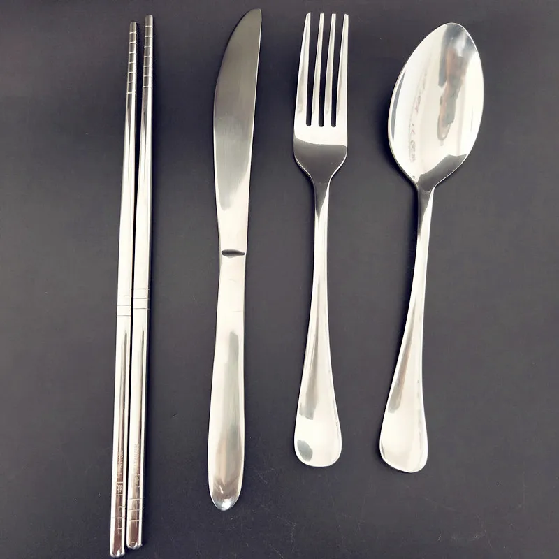 Титановая посуда для здоровья, набор из 4 предметов, титановая ложка, вилка Ti, палочка для еды, титановый нож, Подарочная посылка