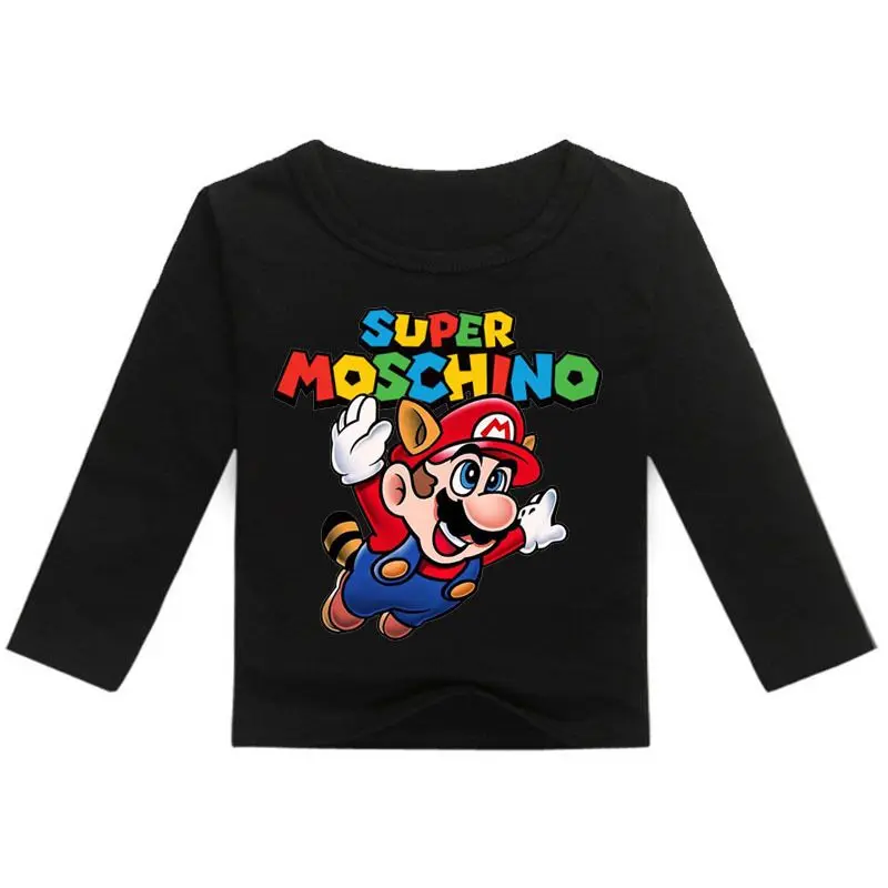 color at picture Cotton Super Mario Clothes Spring&Autumn Long Sleeve Cute Cartoon T-shirt Children Shirts Boys Clothing Girls Kids Tees - Цвет: color at picture