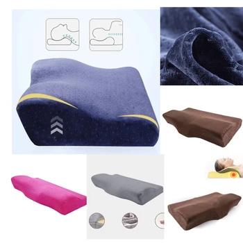 

Velvet Memory Foam Pillow Head Neck Back Support Orthopaedic Head Pillow for Home Office Travel - 50 x 30 x 10cm