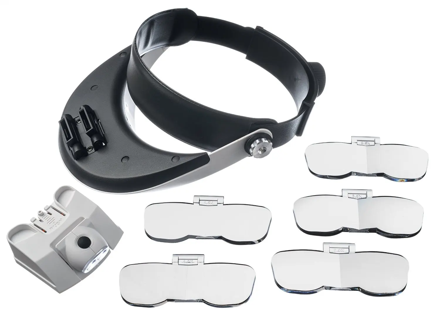 Gafas de aumento con manos libres para casco, lupa con luz LED, lente de 5 piezas, herramientas de reparación de faros desmontables, novedad