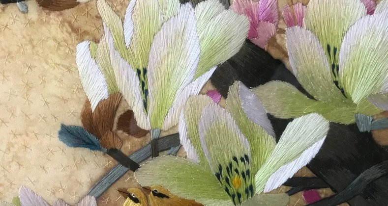 Вышивка Сучжоу ручная работа Готовая вышивка декоративное Рисование YulanFlower и bird не включает рамку