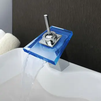 

Bathroom Waterfall LED Faucet Bathroom Mixer Tap Deck Mounted Basin Sink Mixer Tap Waterfall Brass Basin Faucet