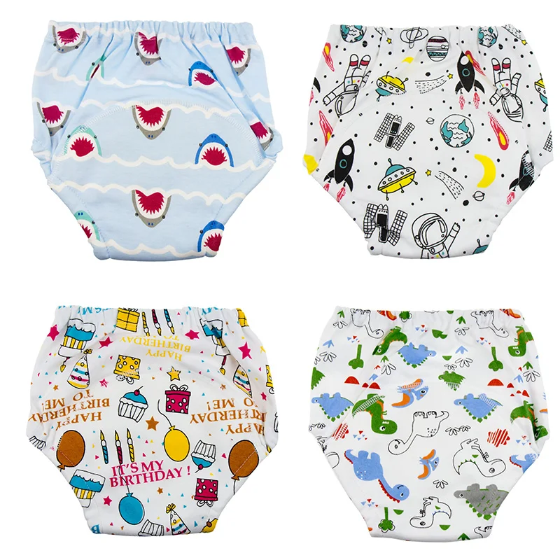 4 предмета; Многоразовые Моющиеся Водонепроницаемые спортивные штаны для малышей; хлопковые трусики для маленьких мальчиков и девочек