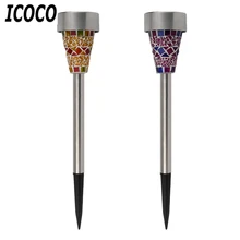 ICOCO светодиодный светильник на солнечной батарее, мозаичный узор, несколько цветов, модный стиль, солнечная энергия, яркий светильник, уличная дорожка, украшение сада