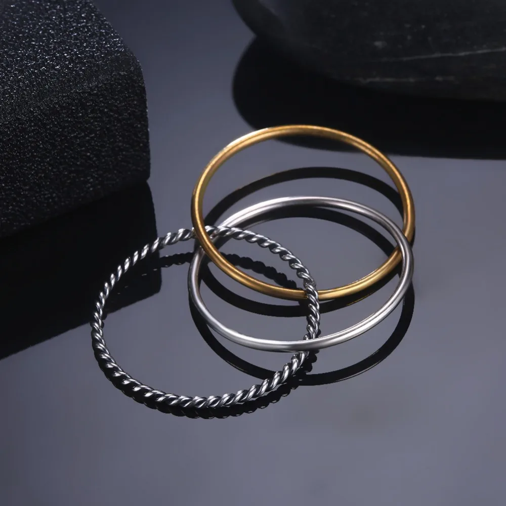 Gold-Color 3 Piece Rings For Women Ring 5 6 7 Size Trendy Female Classic Anniversary Gift 2018 Hot Sale( jewelora RI103545 )