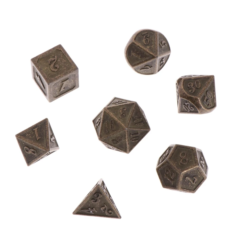 1 набор блестящих металлических кубиков 7 кубиков D4 D6 D8 D10 D% D12 D20 для настольных игр