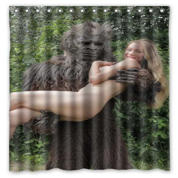 Новинка 2016 сделай сам занавеска для ванны! Bigfoot &amp Sasquatch красивые девушки печатных