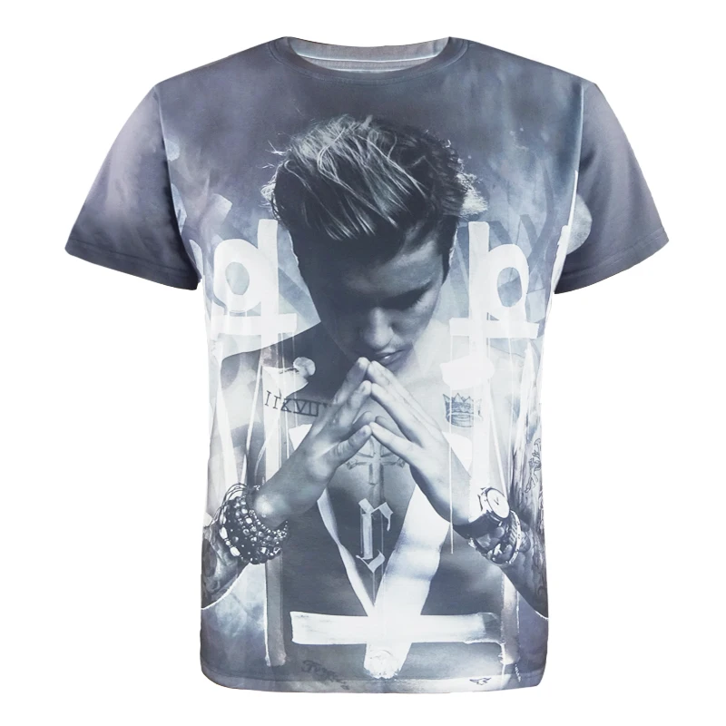 Men Justin Bieber 3D T Shirt Cool Singer Fashion Top Costume Clothing