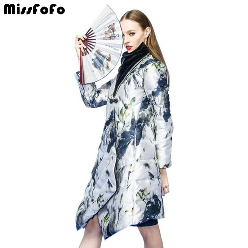 Miss Fofo Damskie Plaszcze C L J Kurtki 2018 Nowych Moda Damska Parka Dol Atramentu Wzor Luzny Plaszcz Dlugie Damskie Zimowe Znosic Coat Down Coat Fashioncoat Long Aliexpress