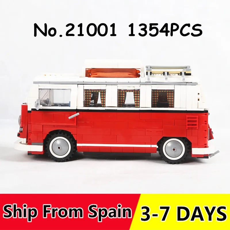 

21001 1354Pcs Technic Series Building Blocks Bricks the Volkswagen T1 Camper Van Compatible with 10020 Christmas Gifts
