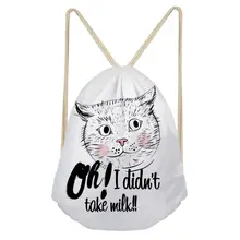 THIKIN мультфильм кошка полиэстер Луч Карман Drawstring Сумка на каждый день Feminina Sac Dos классический милый животные печати Девушка Рюкзак Mochila