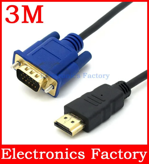 2 м 3 10ft золото микро-hdmi мужчина к VGA HD-15 мужской 15pin Hd15 конвертер видео кабель 1080 P