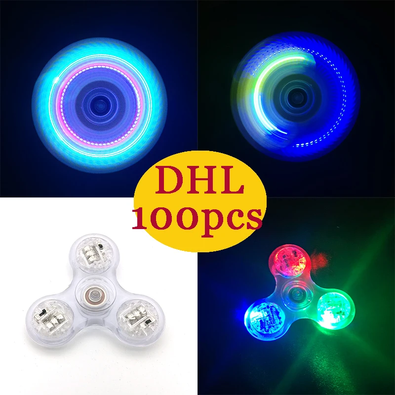 100 Pçs/lote Fidget do Diodo Emissor de Luz EDC Mão Dedo de Plástico Spinner Spinner Spinner Para Alívio do Estresse Ansiedade Autismo TDAH Foco Brinquedos