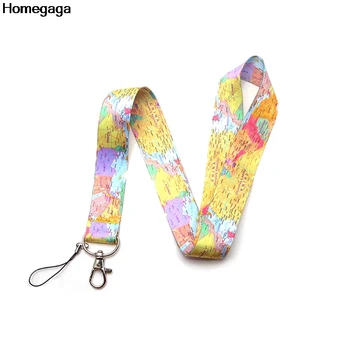 

Homegaga World Map key id strap movie neck lanyards keys glasses holder bead keychain phones cameras webbing ribbon D2075