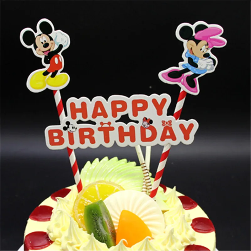 Минни Микки Торт на день рождения Топпер подарок на день рождения украшения для детей Детские игрушки кекс топперы - Цвет: Design 4