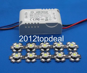 

10pcs 3W White 20000-25000K led chip and with 1pcs 6-10x3W led driver for DIY