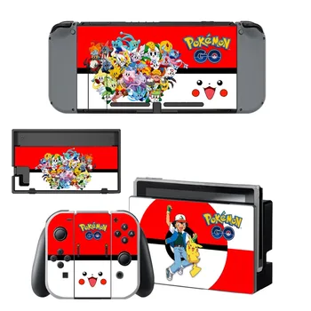 

For Pokemon GO Pikachu Decal Vinyl Skin Sticker for Nintendo Switch NS Console+Controller+Stand Holder Protective Film