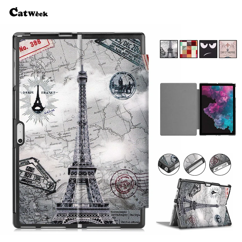 

Surface Pro 4 5 6 PU Leather Case Cover 12.3'' Slim Print Tablet PC Fundas Protective Stand For Microsoft Surface pro 4/5/6 Skin