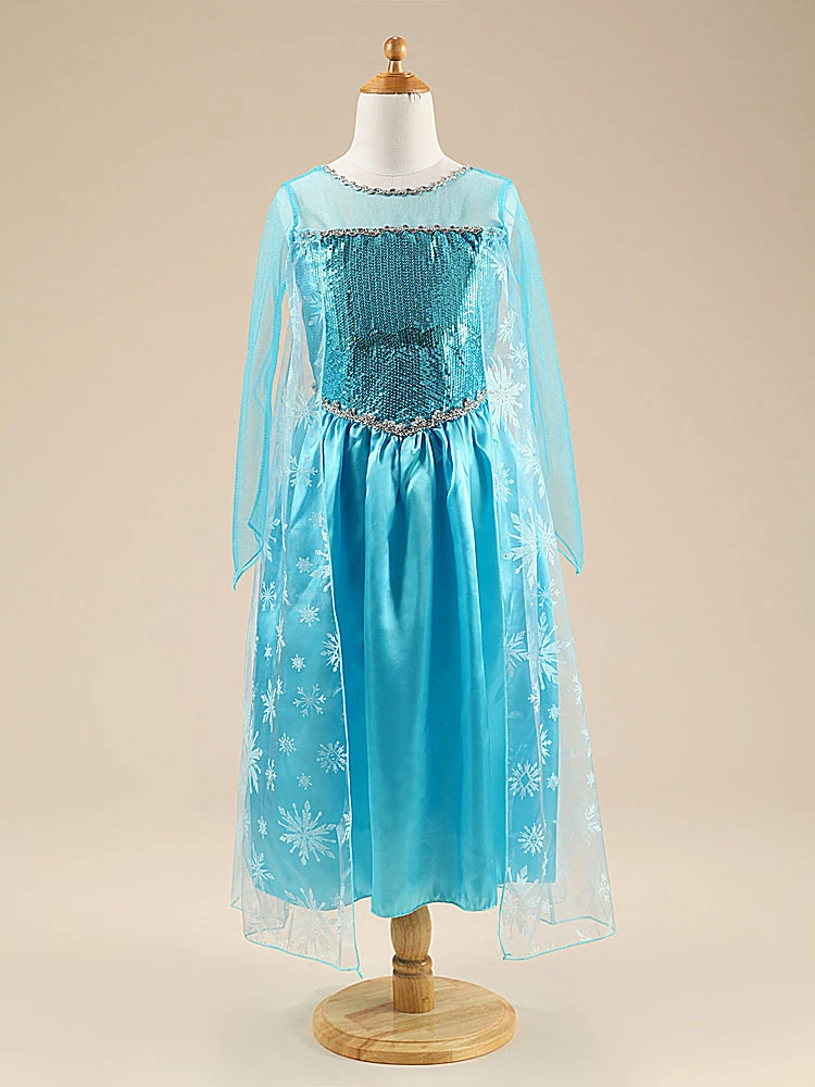 Нарядное платье принцессы Эльзы для маленьких девочек; Одежда для девочек; маскарадный костюм Эльзы на Хэллоуин; Рождественский подарок; Корона