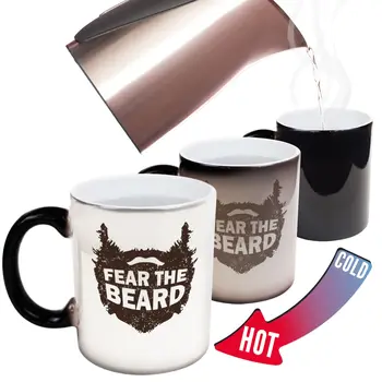 

Funny Mugs Fear The Beard Moustache Grooming Men Manly MAGIC NOVELTY MUG