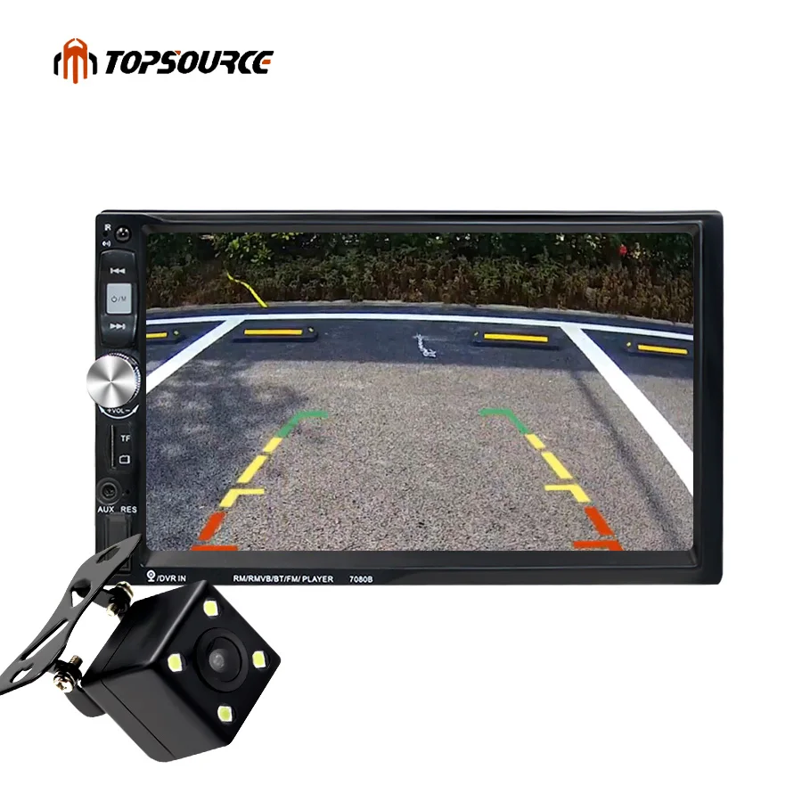 

TOPSOURCE 7" Car Video Multimedia Player GPS HD Touch Screen FM Bluetooth Stereo Radio MP3 MP4 MP5 Audio USB + Rear View Camera