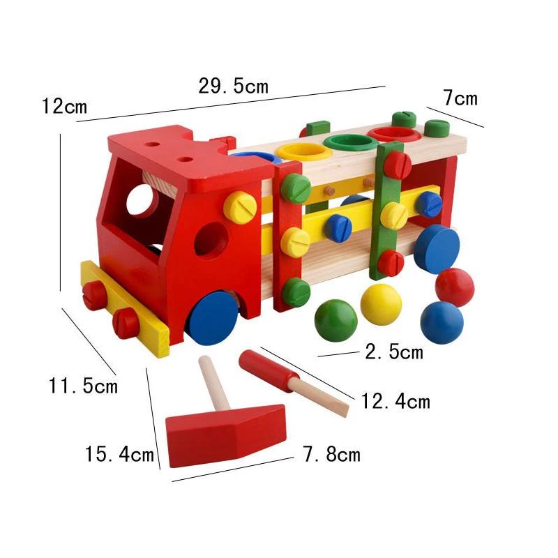 Детская деревянная Многофункциональный перкуссии снос гайка автомобиля комбинация игрушки руки на способность упражнения игрушка малыша подарок