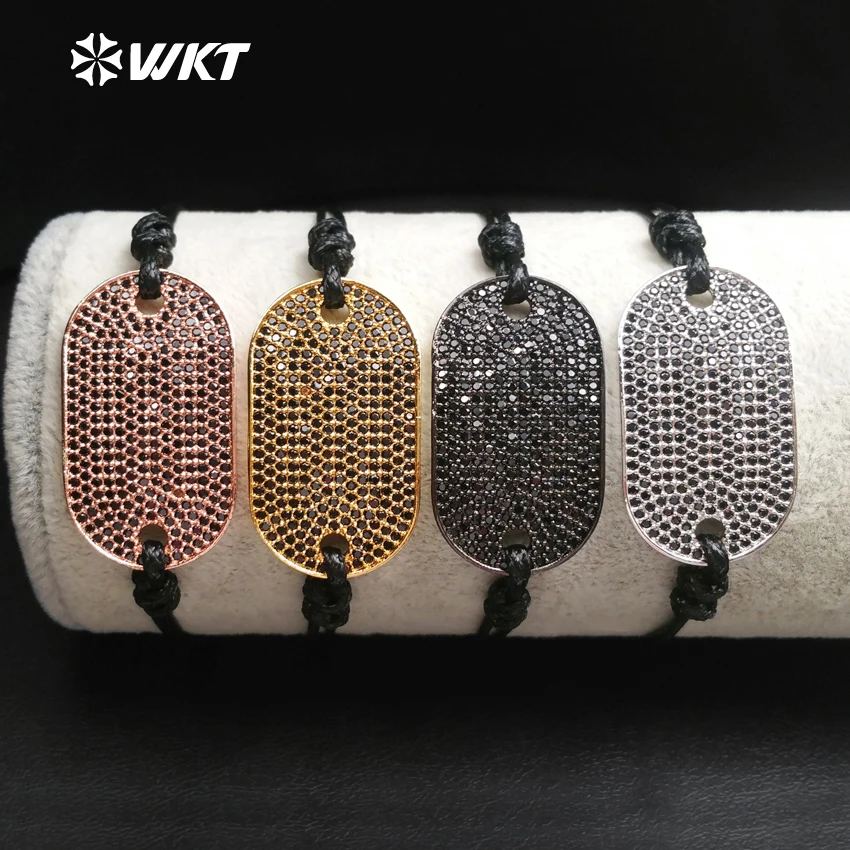 

MB078 Wholesale oval ellipse Charm Connector&stud Bracelet with black CZ gold button Bracelet Jewelry in Adjustable leather belt
