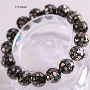 

Free Shipping New without tags Jewelry 12MM Square Round Beads Natural Blue New Zealand Abalone Shell Bracelet 8" 1Pcs RH028