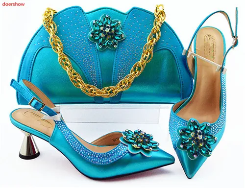 doershow Fashion Women nice purple Shoes And Bag Set To Match High Quality Italian Shoes With Matching Bags For Party!HLN1-34