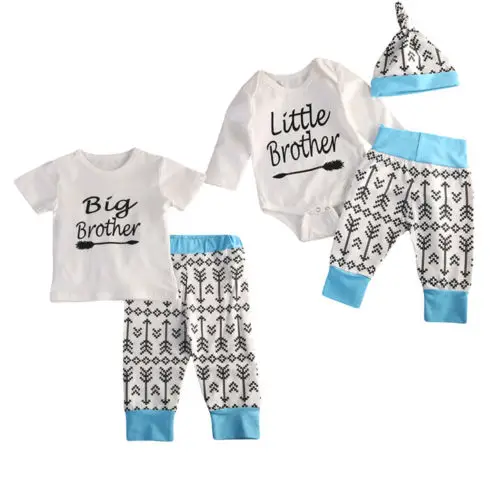 

Big Little Brother Matching Outfits Baby Boy Short Sleeve T-shirt Long Sleeve Bodysuits Pants Clothing 3Pcs 0-12M 2Pcs 1-5T Set