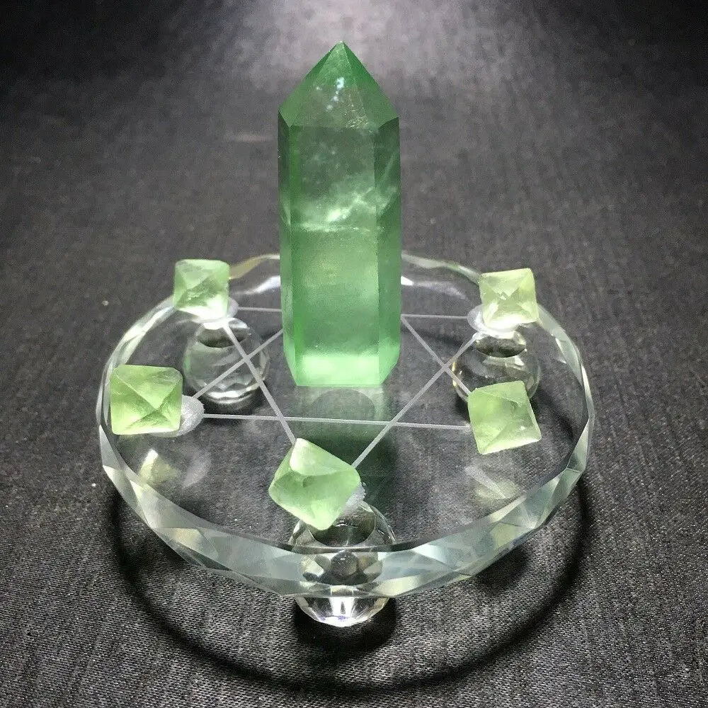 

Seven star array natural fluorite reiki stone with plate