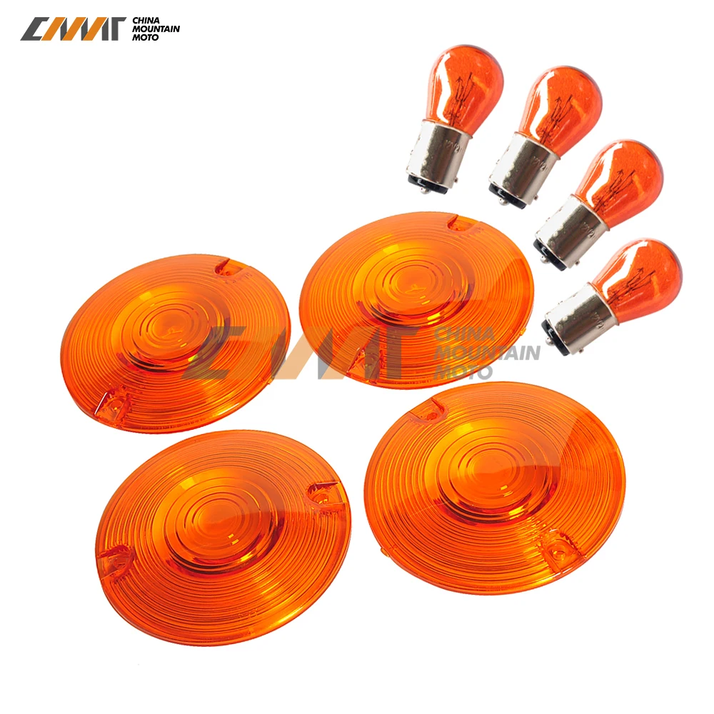 motorcycle yellow Turn Signal Light Lens Cover w/ Bulb case for Harley