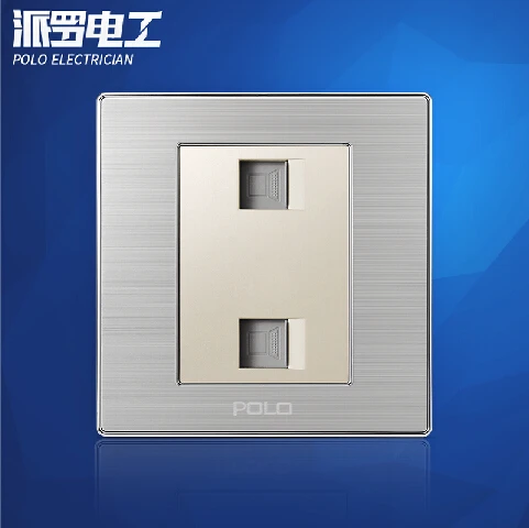 Wholesale POLO Luxury Wall Socket Panel, Double Computer Outlet, Champagne/Black, Electric Socket, 10A, 110~250V, 220V,86*86mm Wholesale POLO Luxury Wall Socket Panel, Double Computer Outlet, Champagne/Black, Electric Socket, 10A, 110~250V, 220V,86*86mm