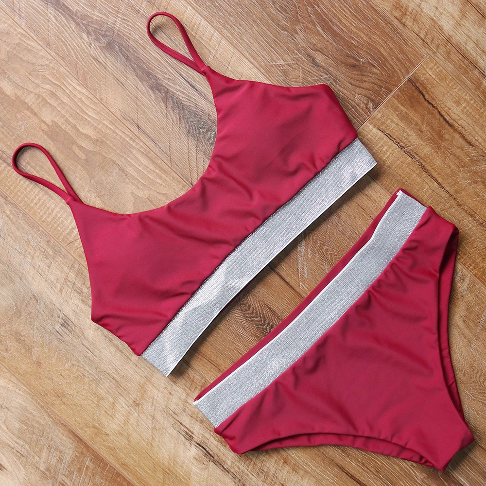 

Solid Swimsuit Push Up Bikini Women's SwimmingSuit Swimwear Women 2018 Patchwork Bikini Set Bathing Suit Maillot De Bain Femme