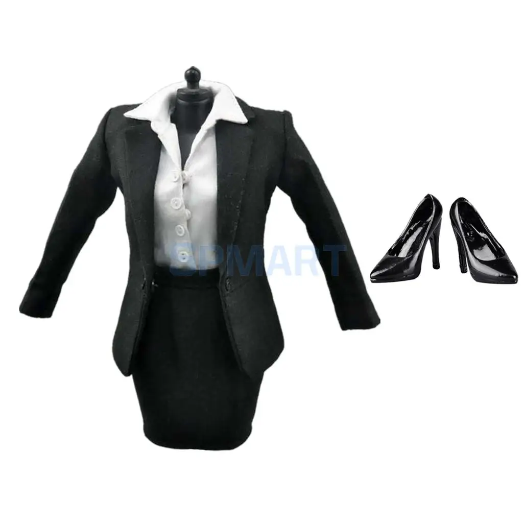 

Female Black Skirt/Pants Suit + High Heels Set Formal Clothes for 1/6 12' Action Figure Hot Toys Sideshow Enterbay Accessories