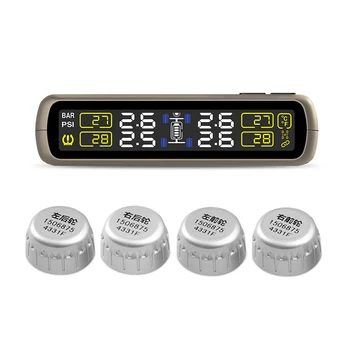 

T881X-WI Solar TPMS Car Tire Pressure Alarm Monitor System 4 External Sensor Warning For Car Motorcycle Bus Tire Monitoring