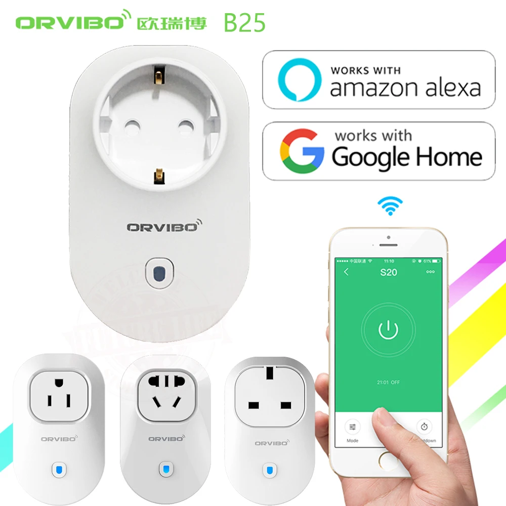 Alexa и Google дома Orvibo домашней автоматизации B25 ЕС/U/UK/AU смарт-Мощность разъем 4G/Wi-Fi пульт дистанционного Управление переключатель для смартфонов - изображение