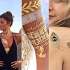 Temporary Tattoos, Waterproof Non-Toxic 175+ Designs, 1 Large Sheets Metallic Henna Tattoos in Gold & Silver, Gold ► Photo 3/6
