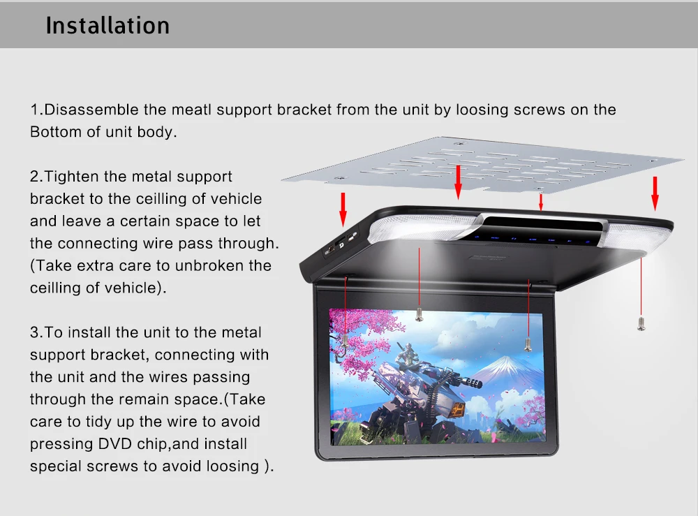 MP5 плеер 11,6 дюймов Full HD 1080P экран откидной монитор крыши автомобиля Поддержка USB/SD/IR/FM передатчик/HDMI потолочный ТВ для автомобиля