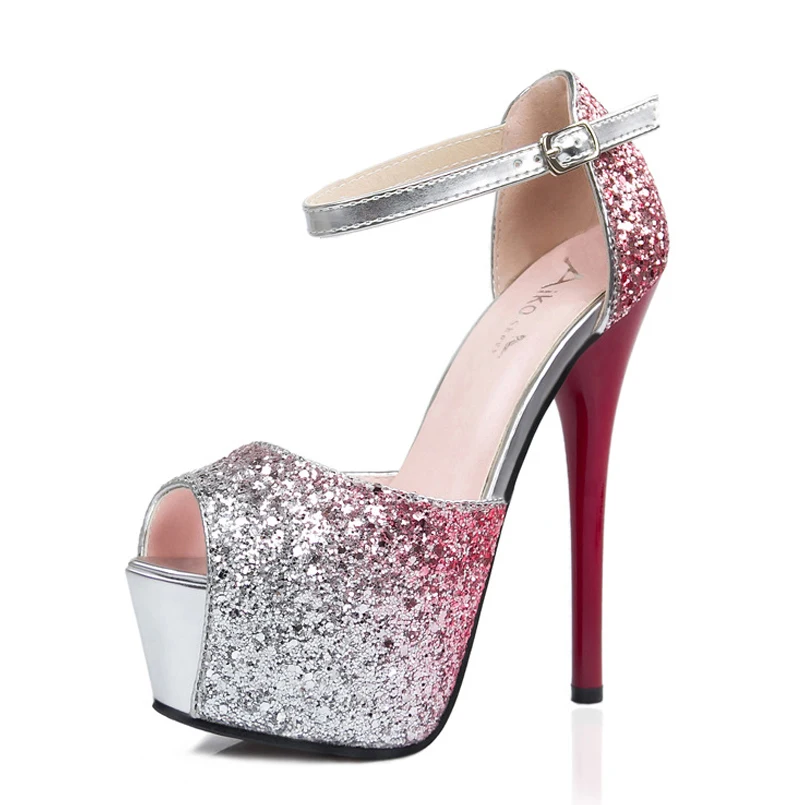 

Women shoes high heels wedge sandals high sexy heels flash gradient nightclub women sandals summer trend ladies shoes