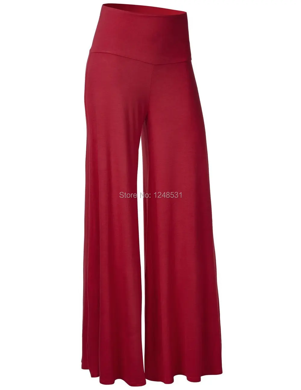 Для женщин Высокая талия широкие Штаны из модифицированного вискозного волокна шикарные Палаццо гостиная брюки, свободные брюки