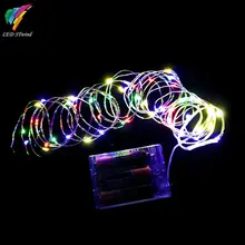 5M 50 led garland RGB multicolor Fairy String Lights Silver wire Mini holiday lighting 16.5 FT LED String 3AA Batteries