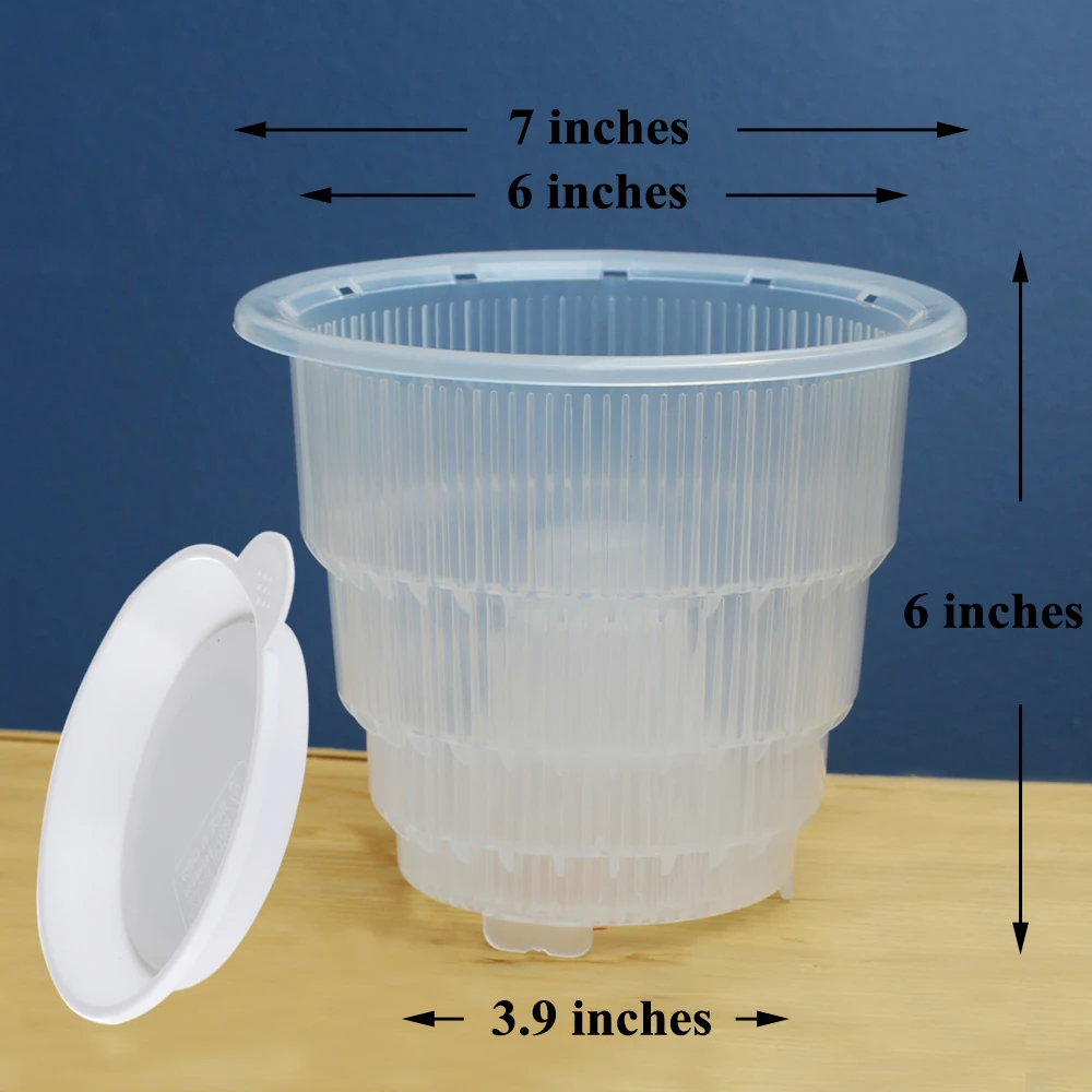 Meshpot 7 дюйма Очистить горшок с орхидеей с блюдцем Пластик садовый горшок, вазон садовый цветочный горшок превосходный дренаж хорошее движение воздуха