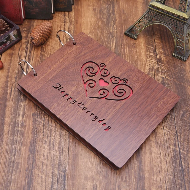 diy hollow wooden cover photo album bithday wedding anniversary gift wedding anniversary photo albums