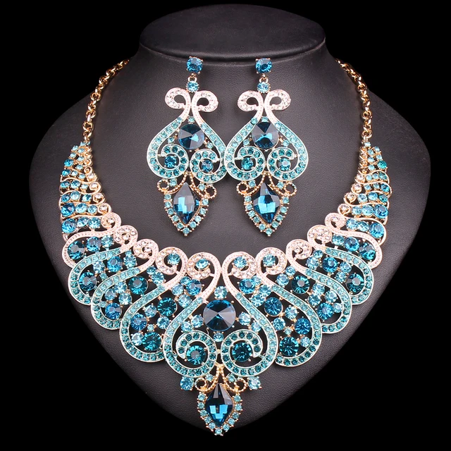 Fashion Bridal Jewelry Sets Wedding Engagement Necklace Earring For Fashion Bridal Jewelry Sets Wedding Engagement Necklace Earring For Bride Party Costume Accessories Indian Jewellery