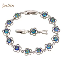 Модные Браслеты Бижу и браслеты для женщин синяя Радуга Мистик Кубический Цирконий Серебро модные ювелирные изделия 18 см 7,09 дюйма B234