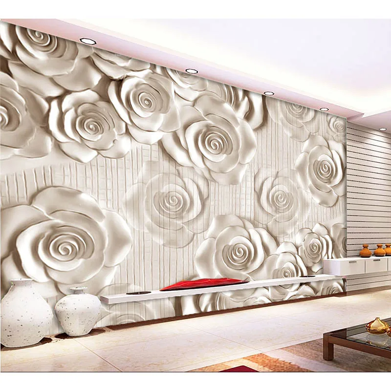 

Any size 3D wall mural wallpaper, New modern fashion rose relief wallpaper 3d flowers wall murals for living room #259