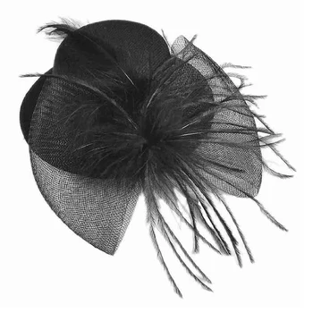 

Black Mesh Bowknot Feather Decor Mini Top Hat Alligator Hair Clip