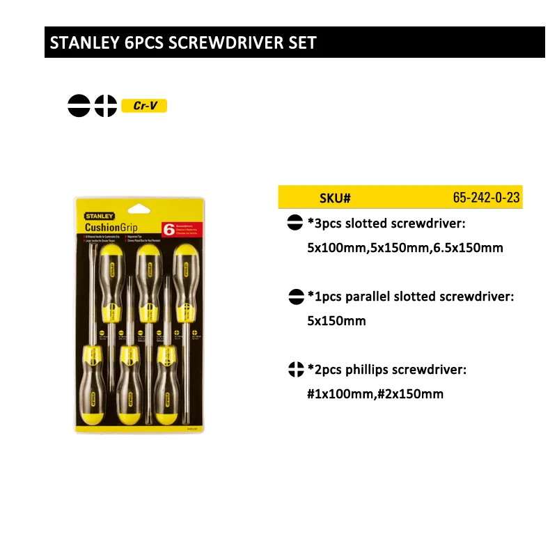 65-242-0-23 6pcs screwdriver set size