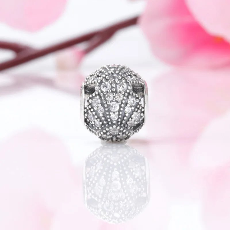 

2019 Hot Sale 925 Sterling Silver Zircon Oriental Fan Fashion Beads Fits Charm Bracelet DIY Women Jewelry Party Gift